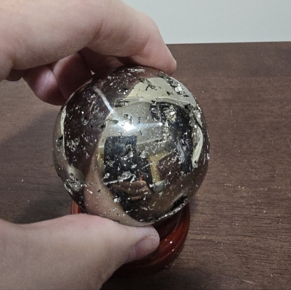 Pyrite Crystal Sphere #P 56 mm - Picture 7 of 9